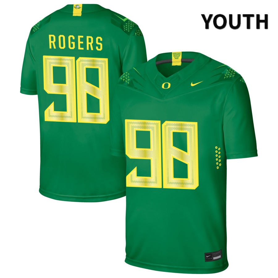 Oregon Ducks Youth #98 Casey Rogers Football College Authentic Green NIL 2022 Nike Jersey LMP78O4M